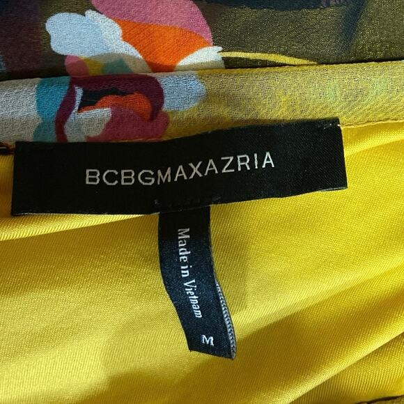 BCBGMAXAZRIA Multicolor Floral Colorblock Off the Shoulder Mini Dress Size M - Picture 6 of 7